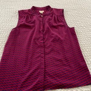 J. Crew Sleeveless Shell in Red and Blue Geometric Print